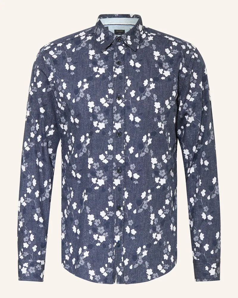 Olymp Hemd Casual Regular Fit In Jeansoptik blau Dunkelblau