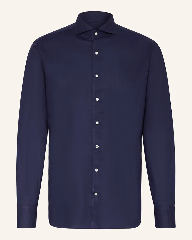 Strokesman's Hemd Regular Fit mit Leinen Dunkelblau