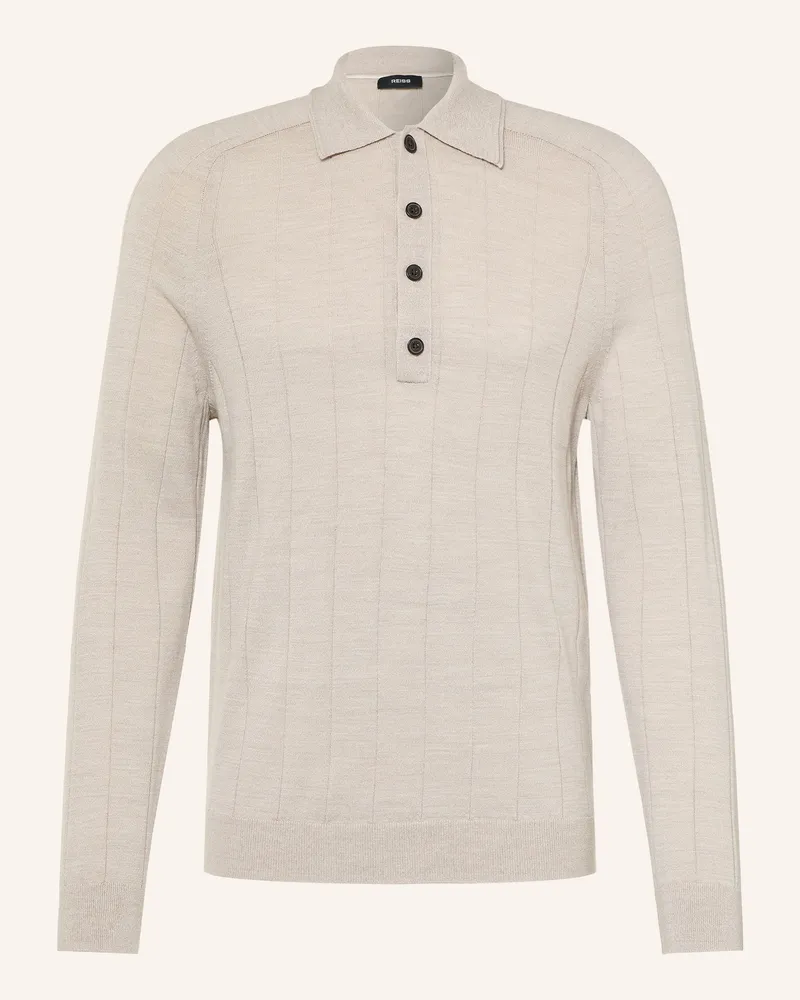 Reiss Strick-Poloshirt Greyson grau Hellbraun