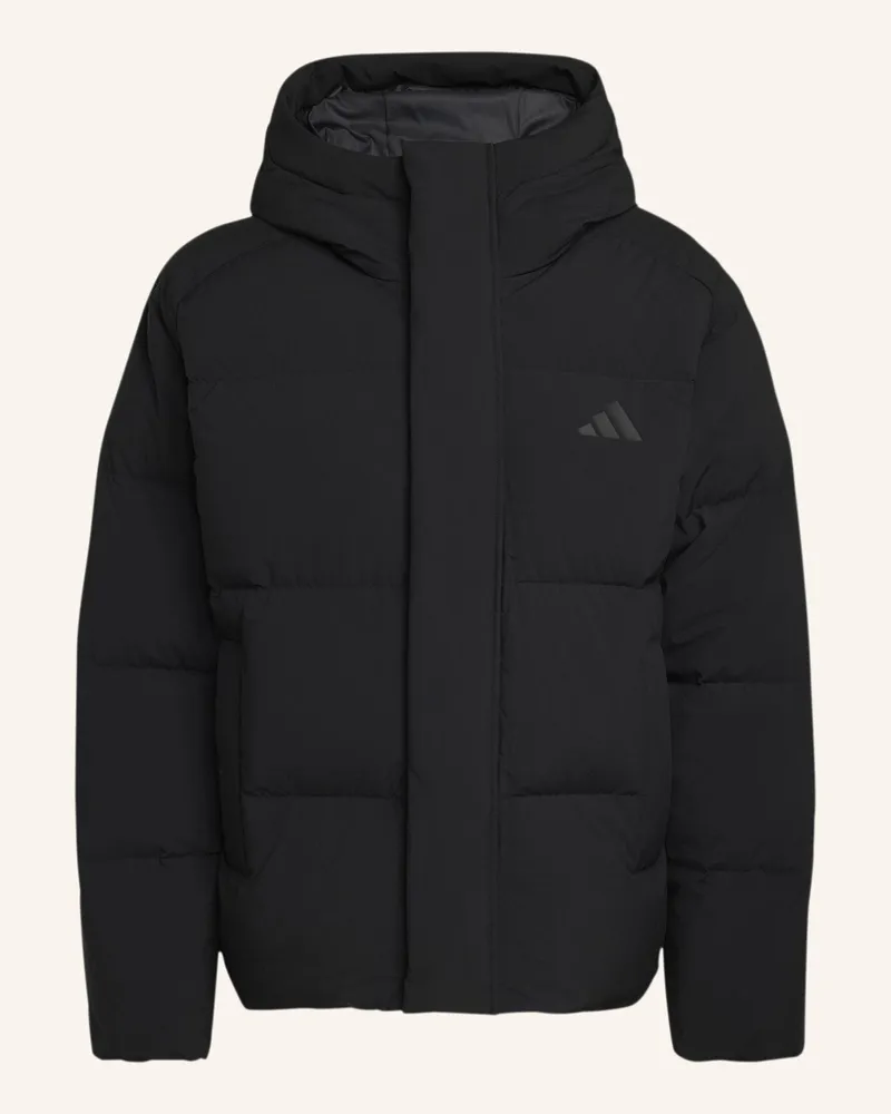 adidas Helionic Puffer Jacke Kapuze schwarz Schwarz
