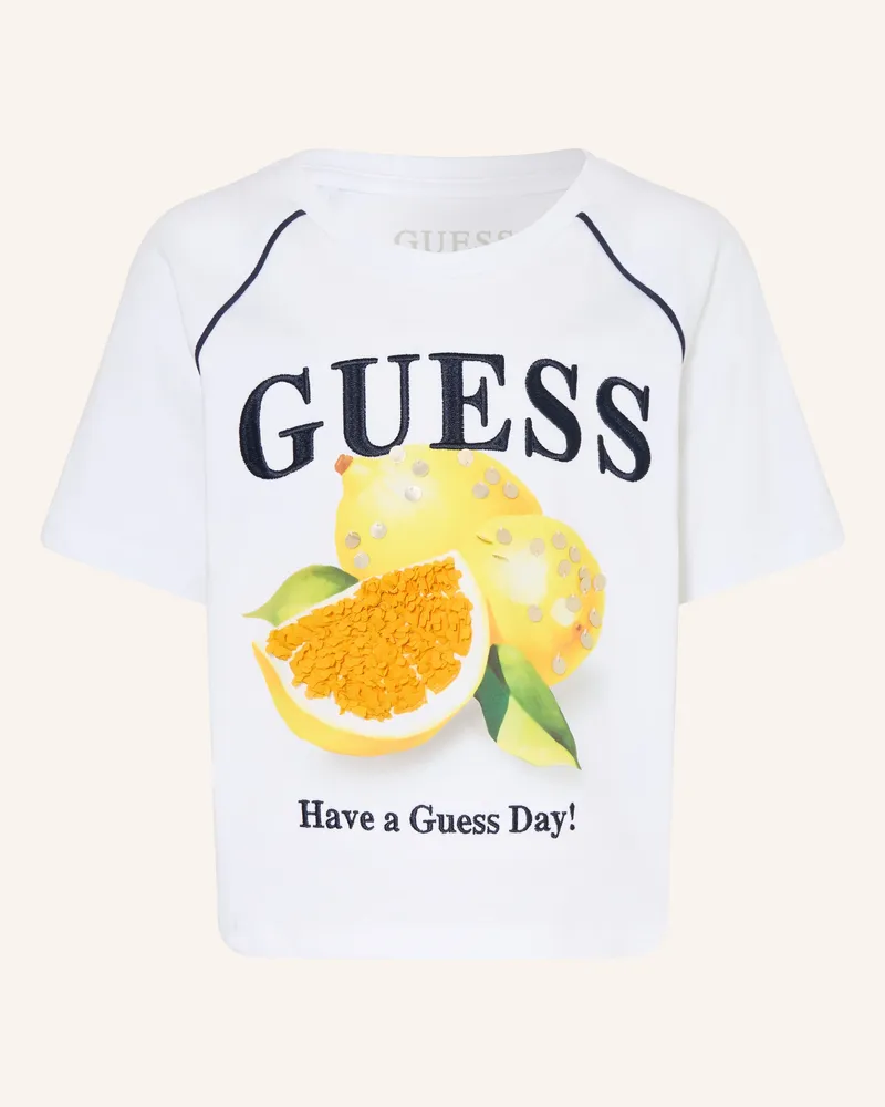 Guess T-Shirt mit Pailletten Weiss