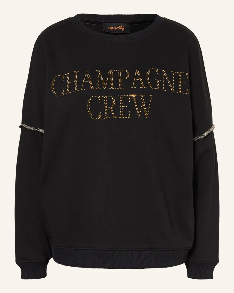 Miss Goodlife Oversized-Sweatshirt Mit Schmucksteinen schwarz Schwarz