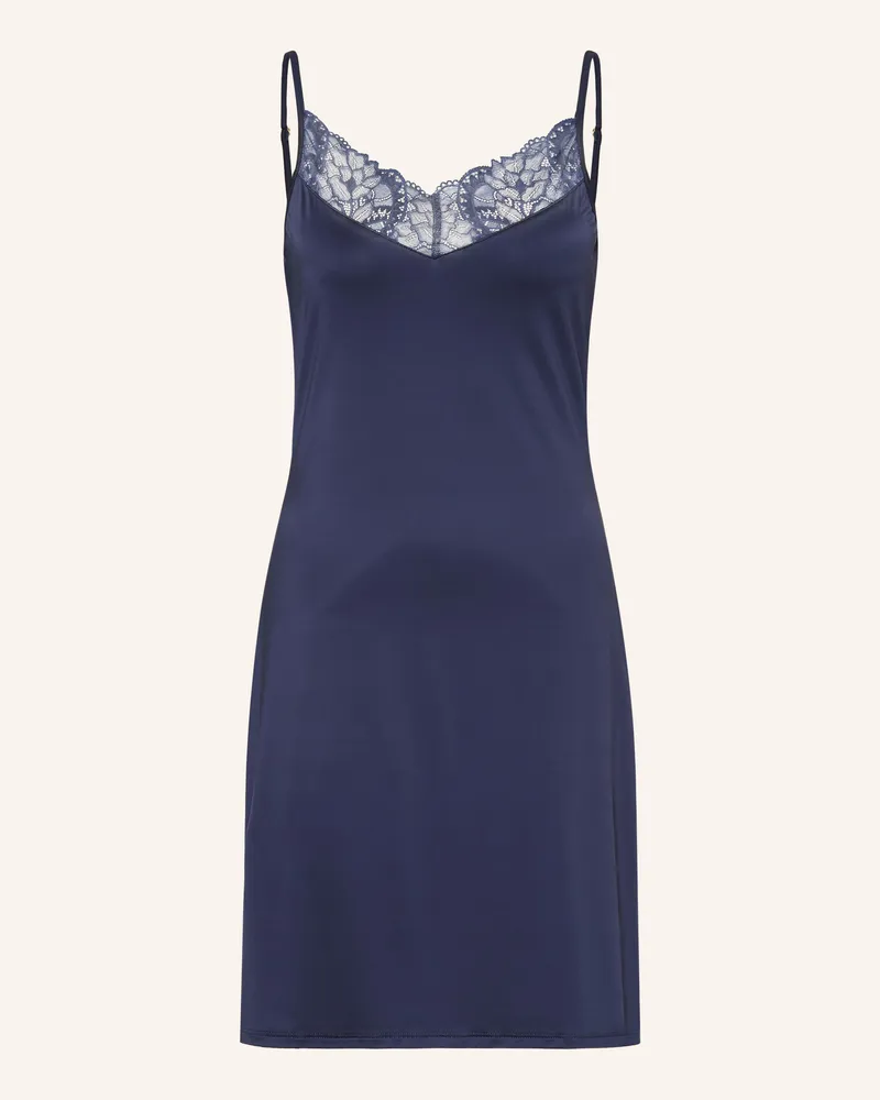 Hanro Negligé Azelia Aus Satin blau Dunkelblau