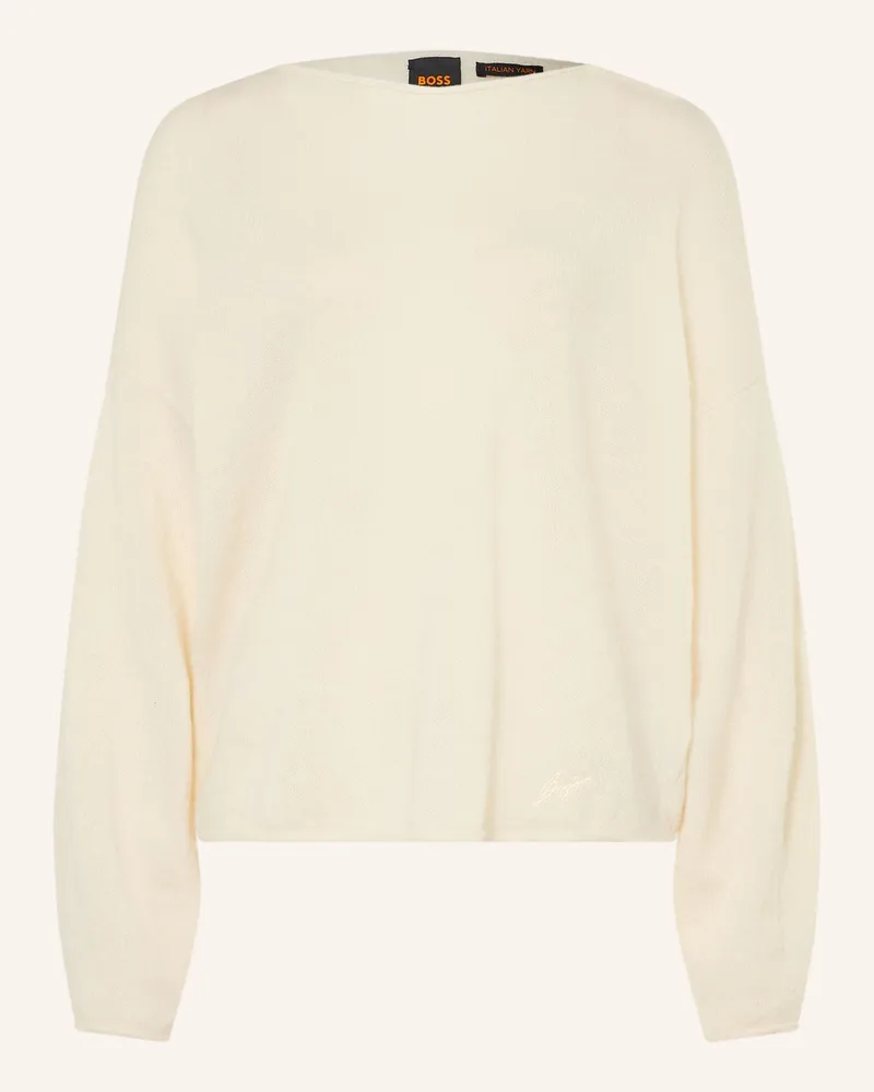 HUGO BOSS Pullover Folletto Mit Alpaka weiss Ecru