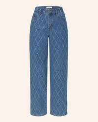 Y.A.S Straight Jeans mit Schmucksteinen Blau