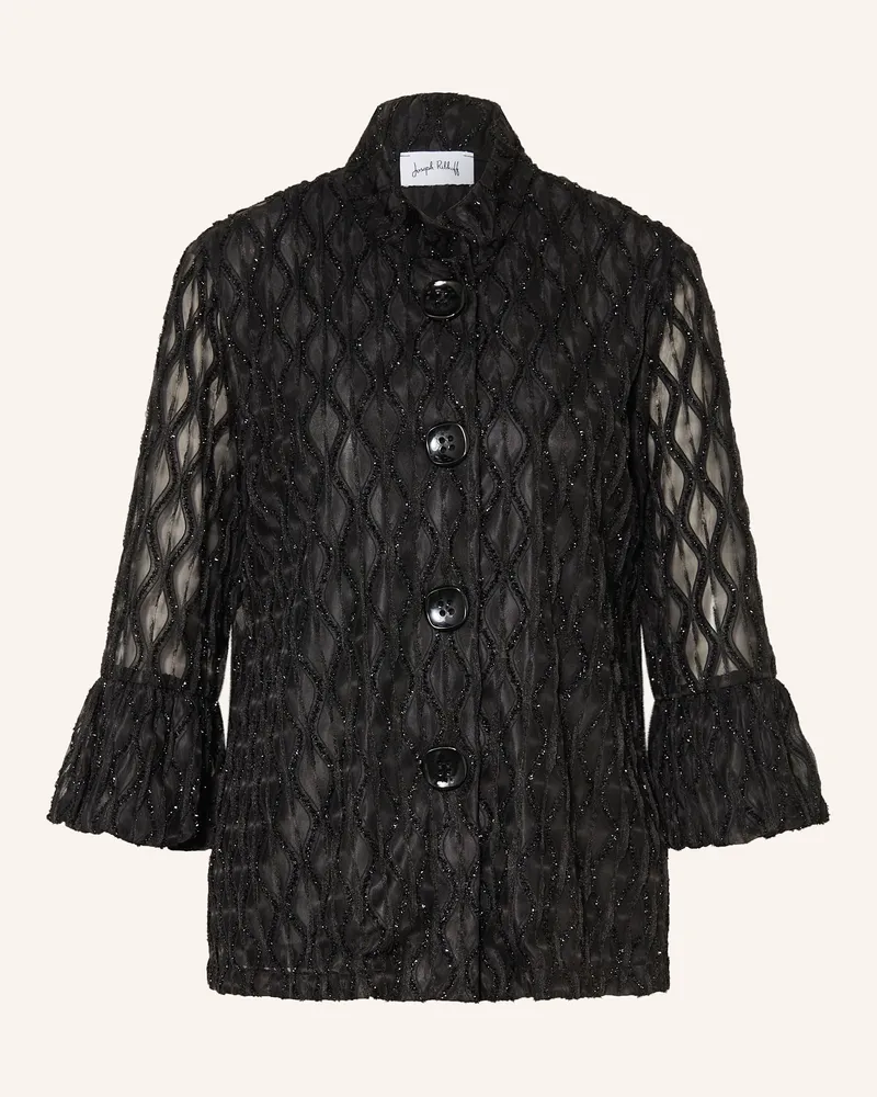 Joseph Ribkoff Mesh-Jacke mit Schmucksteinen und 3/4-Arm Schwarz
