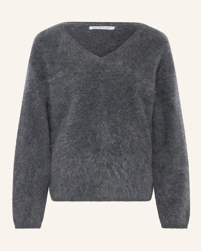Mrs & HUGS Cashmere-Pullover grau Dunkelgrau