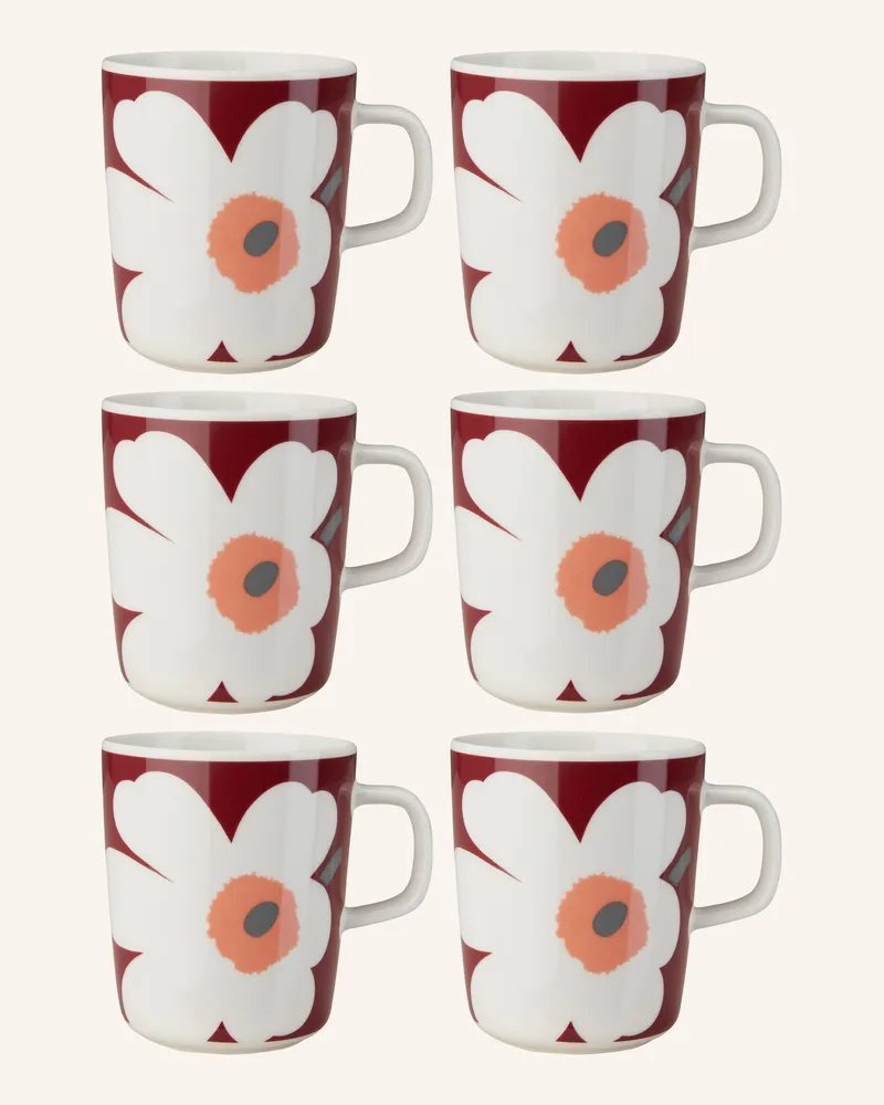 Marimekko 6er-Set Henkelbecher OIVA/UNIKKO Ecru