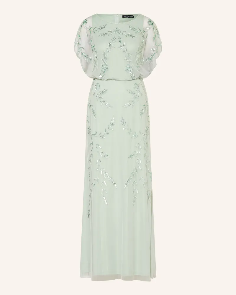 Adrianna Papell Abendkleid mit Pailletten und Schmuckperlen Türkis