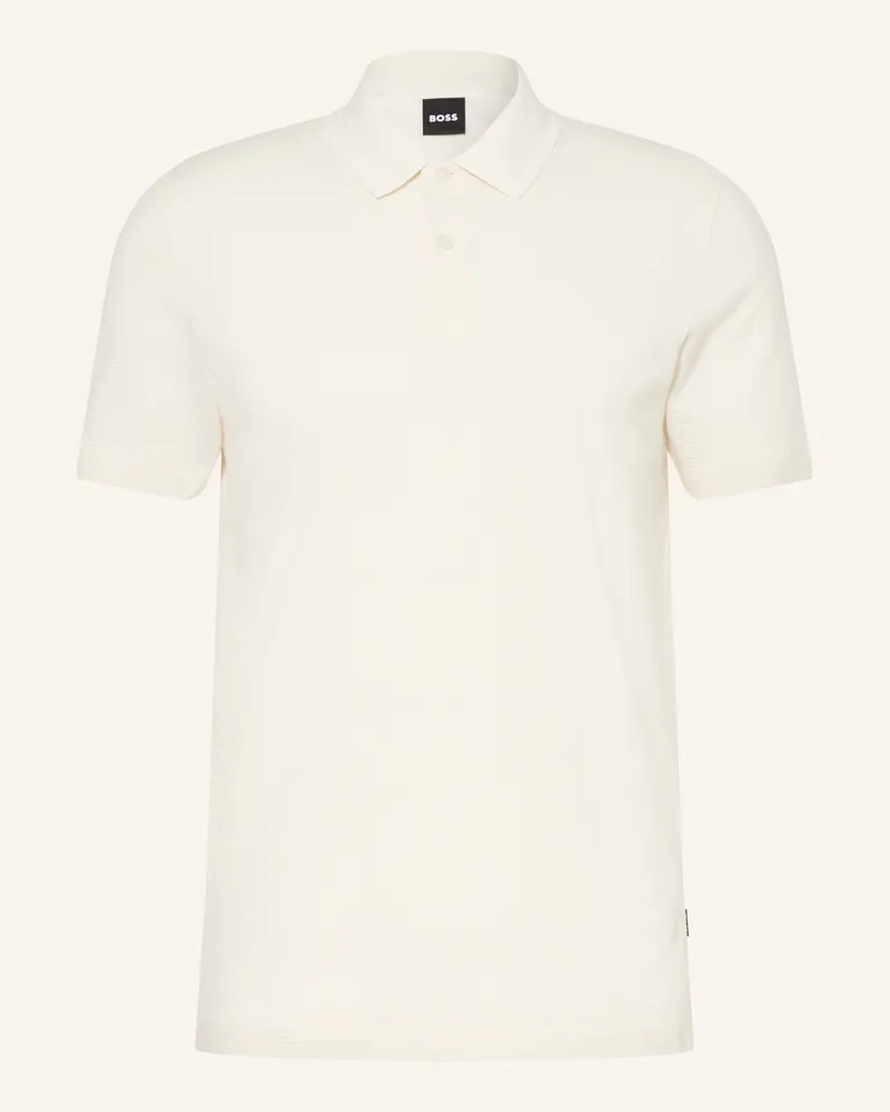 HUGO BOSS Piqué-Poloshirt Parlay weiss Creme