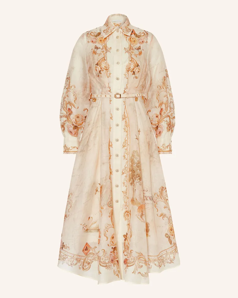 Zimmermann Hemdblusenkleid Mit Seide Und Leinen beige Nude