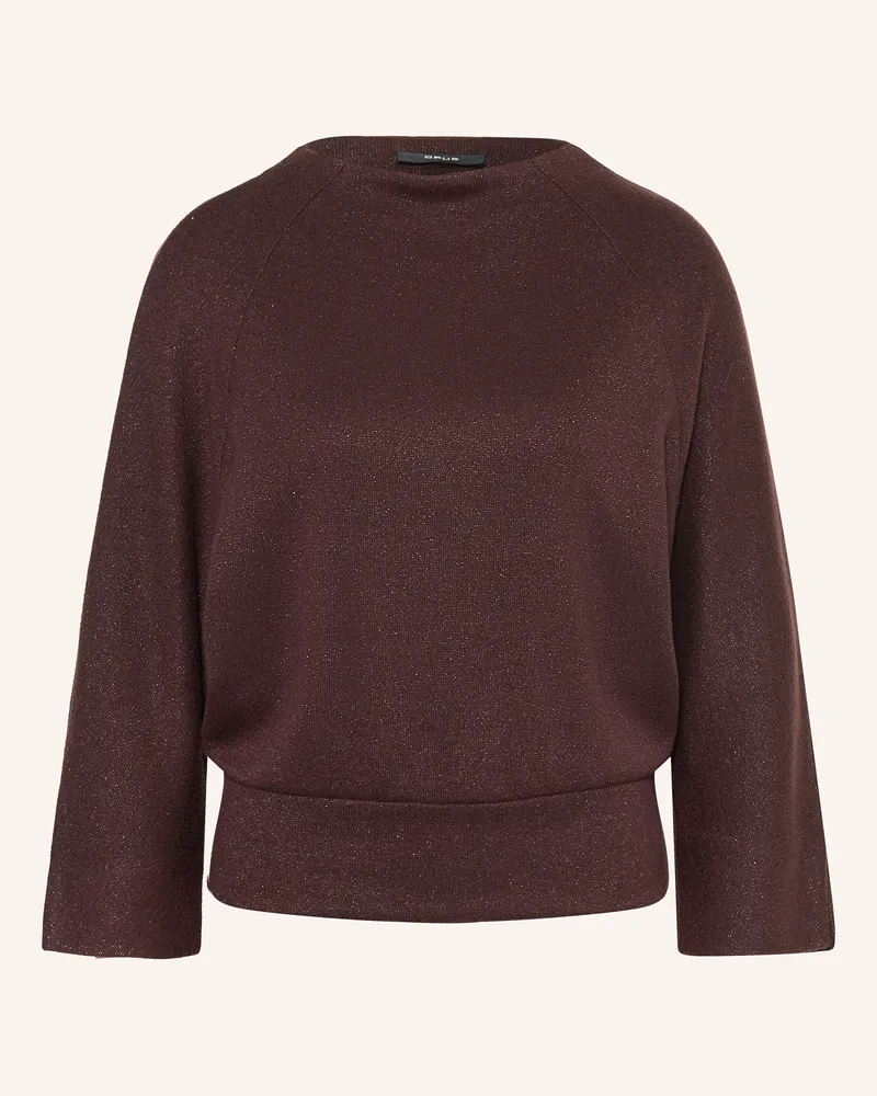 OPUS Pullover GLANTINA mit 3/4-Arm und Glitzergarn Dunkelbraun