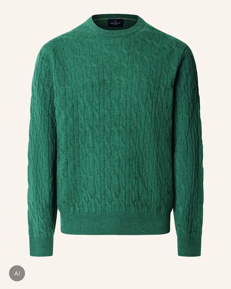 Hackett Pullover Lambswool Cable Crew gruen Grün