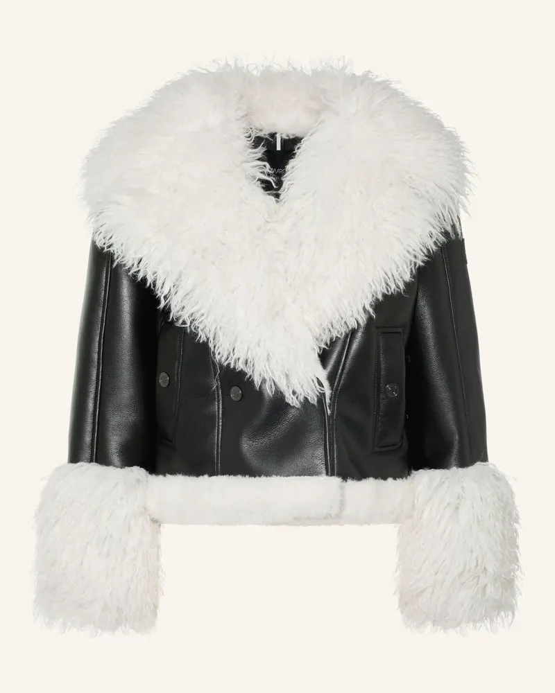 Marc Cain Jacke In Lederoptik Mit Kunstfell schwarz 900