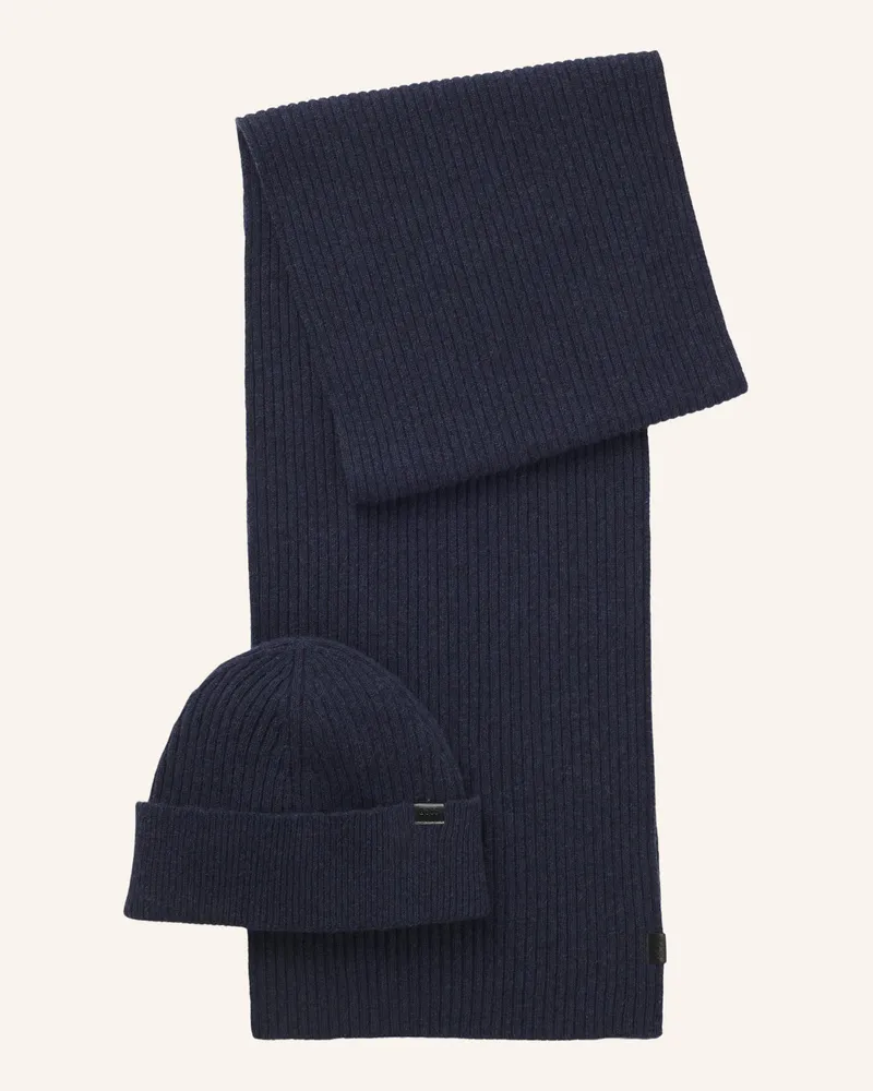 HUGO BOSS Strickschal UBOLDI_SET Dunkelblau