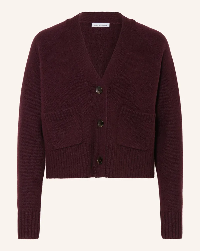 Mrs & HUGS Strickjacke mit Cashmere Dunkelrot