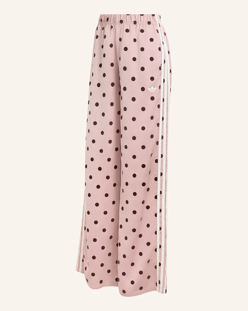 adidas Track Pants Satin Polka Dots Wide Leg rosa Rosé