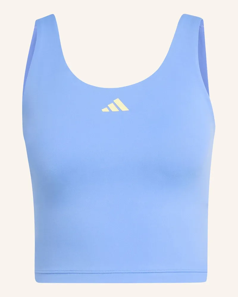 adidas 3-Streifen Studio All Me Tanktop, Leicht Stützend blau Blau