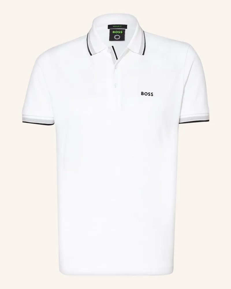 HUGO BOSS Piqué-Poloshirt PADDY CURVED Regular Fit Weiss