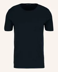 Trusted Handwork Round Neck 1/2-Sleeve T-Shirt with Roll Edge Blau