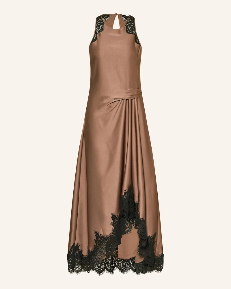 Reiss Satinkleid ANAIS mit Spitze Braun