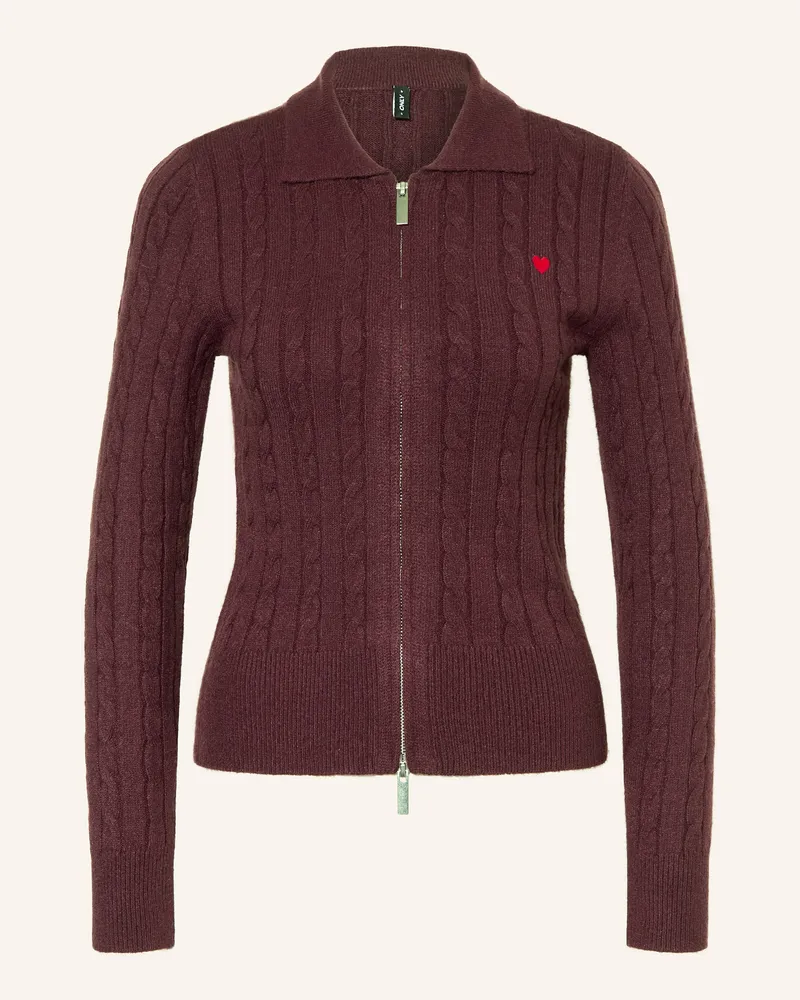 only Strickjacke Dunkelrot
