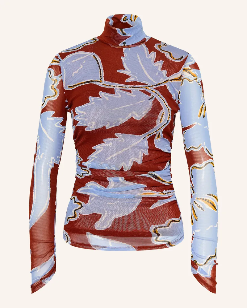 Diane von Furstenberg Rollkragenshirt Logan Aus Mesh blau Dunkelrot