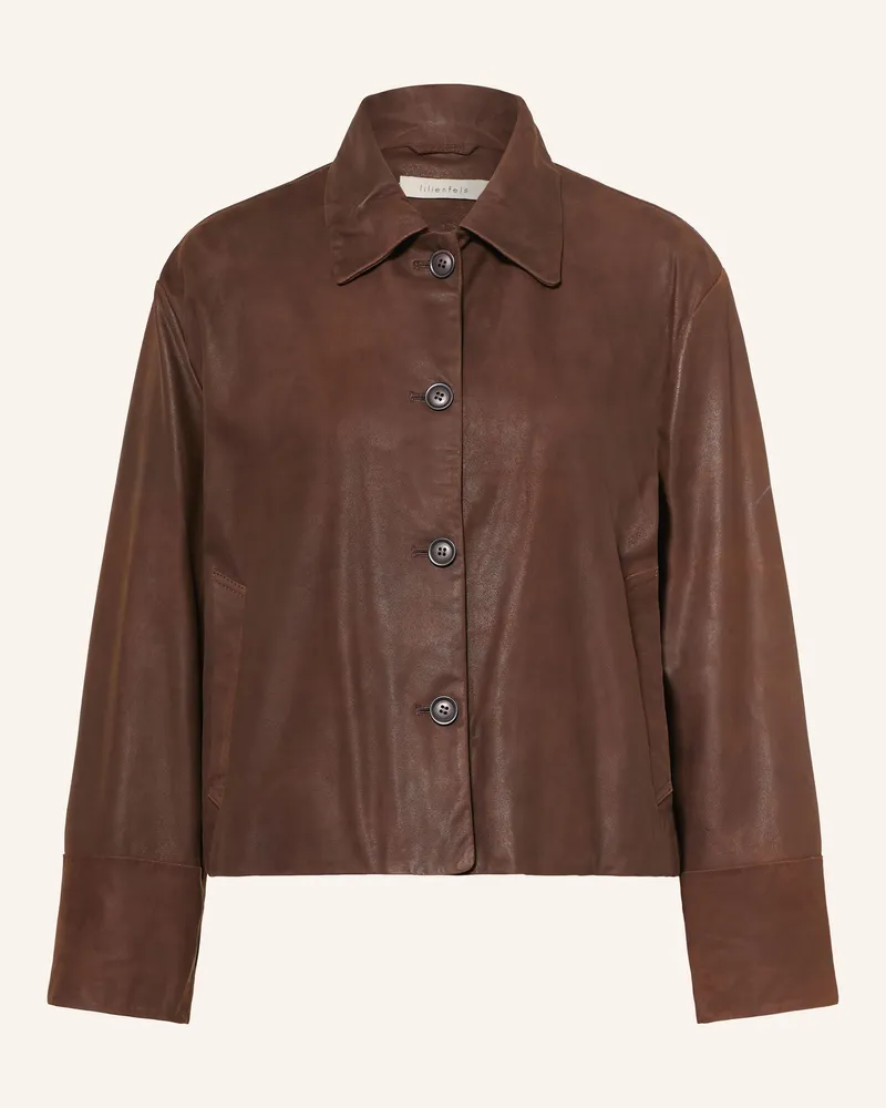 lilienfels Leder-Overjacket braun Dunkelbraun