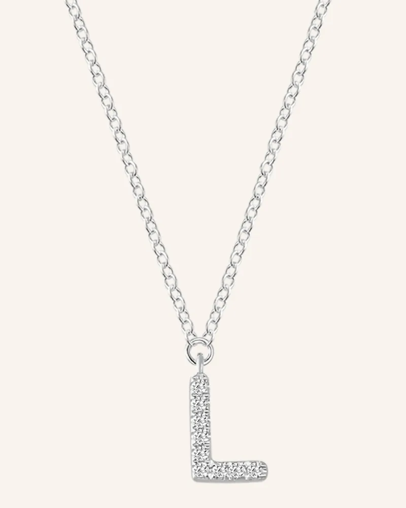 Leaf INITIALIEN Halskette „L“ aus 14 Karat Weißgold mit Diamanten Weissgold