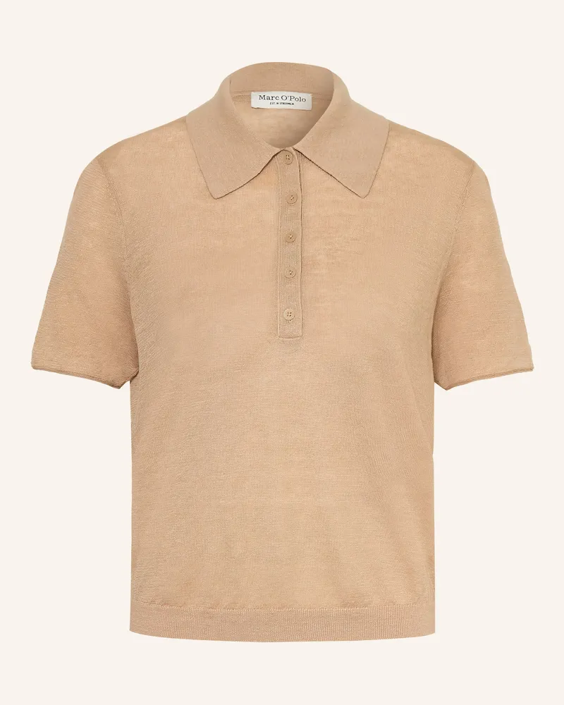 Marc O'Polo Strick-Poloshirt Aus Leinen beige Camel