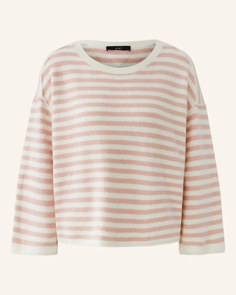 Oui  Pullover Mit 3/4-Arm weiss Rosa