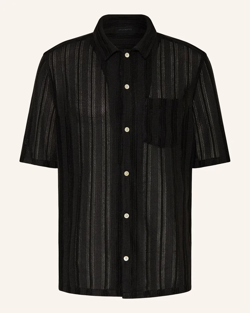 AllSaints Kurzarm-Hemd SYLVAN Relaxed Fit Schwarz