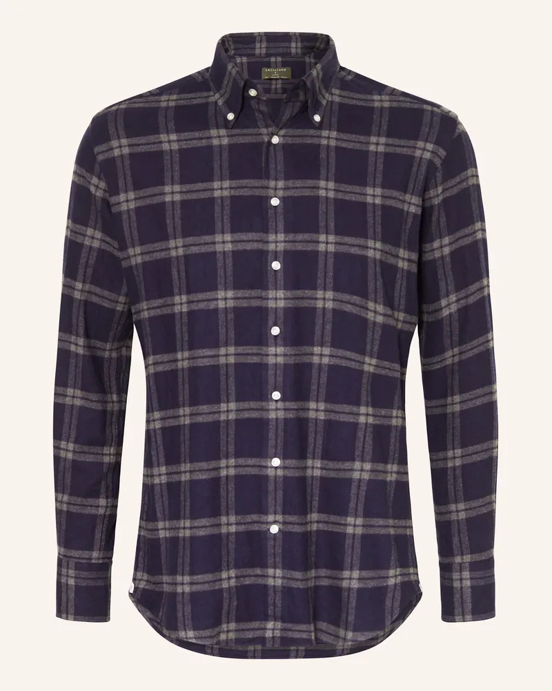 Artigiano  Flanellhemd Classic Fit Dunkelblau