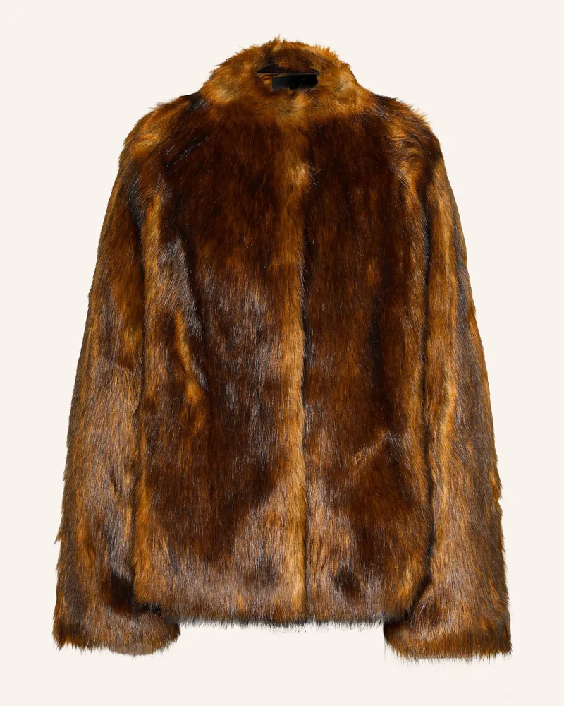 Patrizia Pepe Kunstfell-Jacke braun Dunkelorange