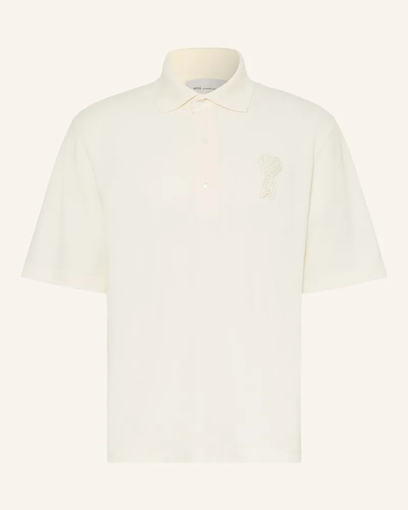 AMI Paris Piqué-Poloshirt Creme