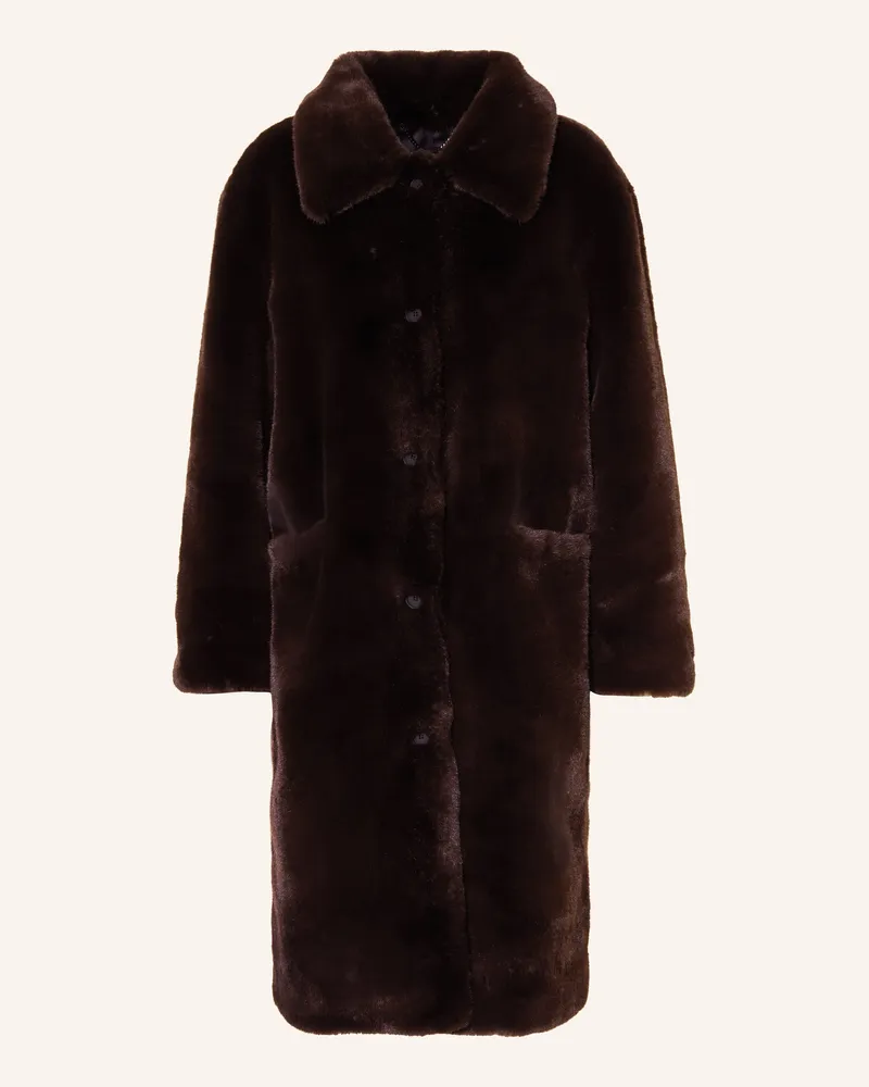 AllSaints Kunstfell-Mantel SORA Dunkelbraun