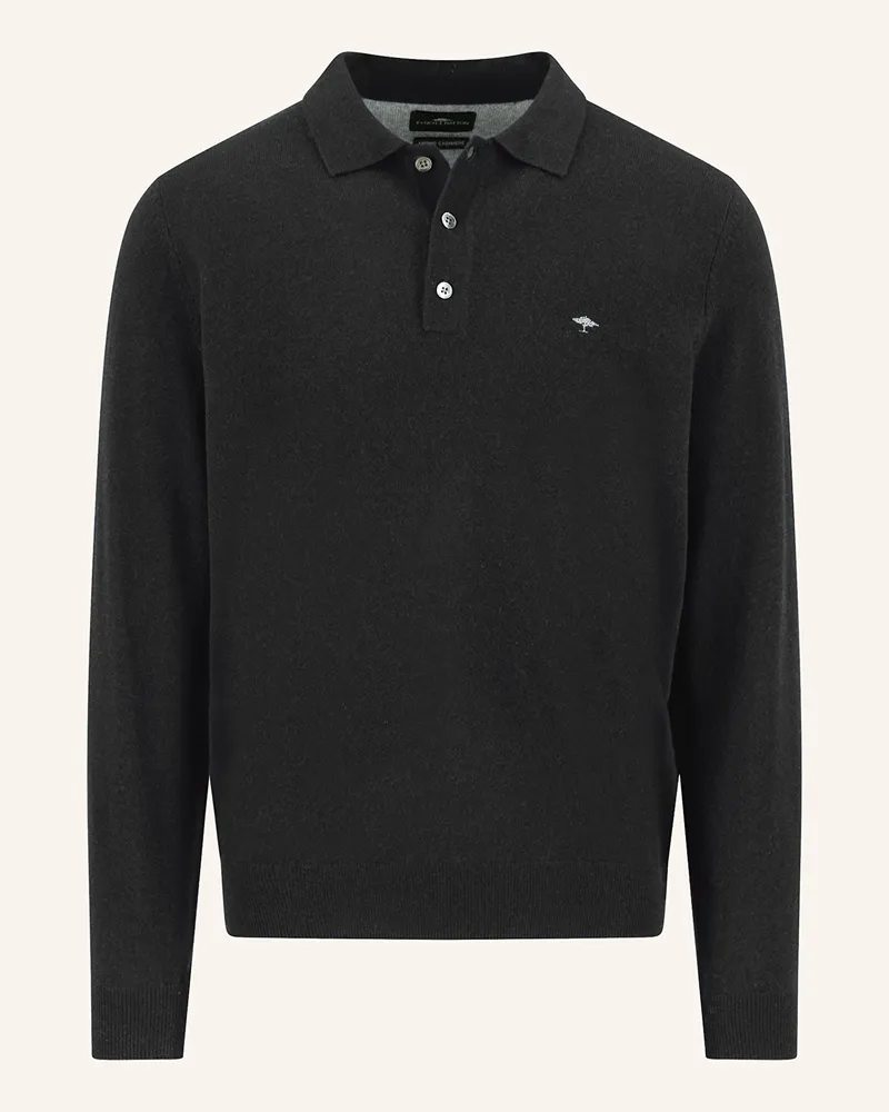 Fynch-Hatton Strick-Poloshirt aus Merinowolle Dunkelgrau