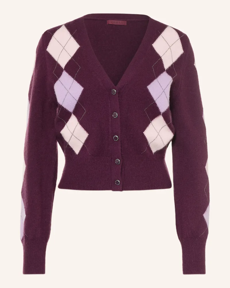 Guess Strickjacke Gracie Mit Schmucksteinen rot Dunkellila