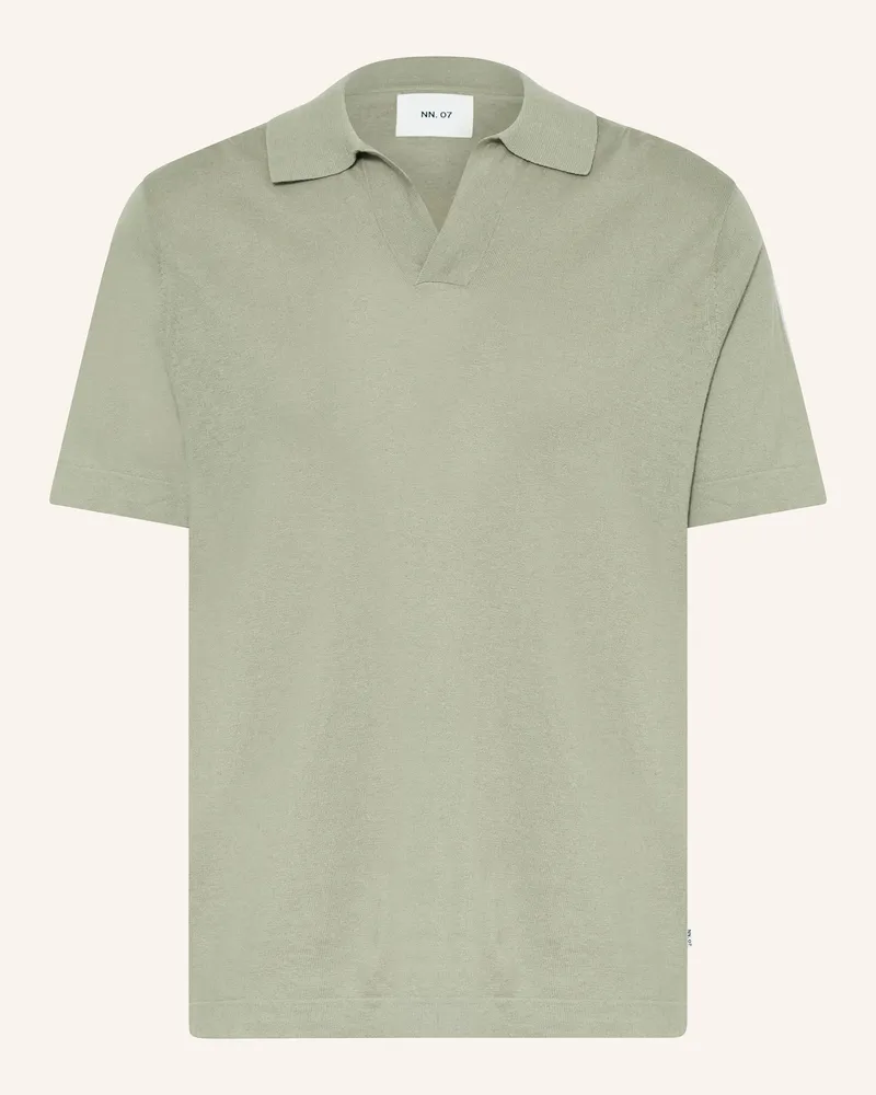 NN 07 Strick-Poloshirt RYAN mit Leinen Hellgrün