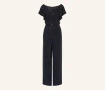 Jumpsuit Mit Volants Und Pailletten blau