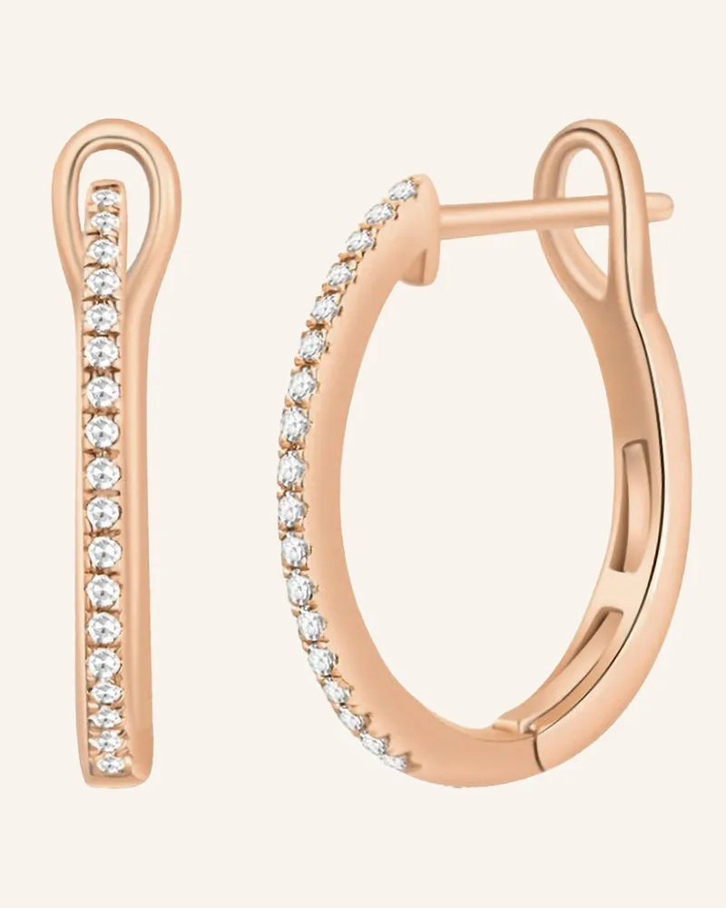 Leaf Creolen CIRCLE S aus 18 Karat Rosébgold mit Diamanten Roségold