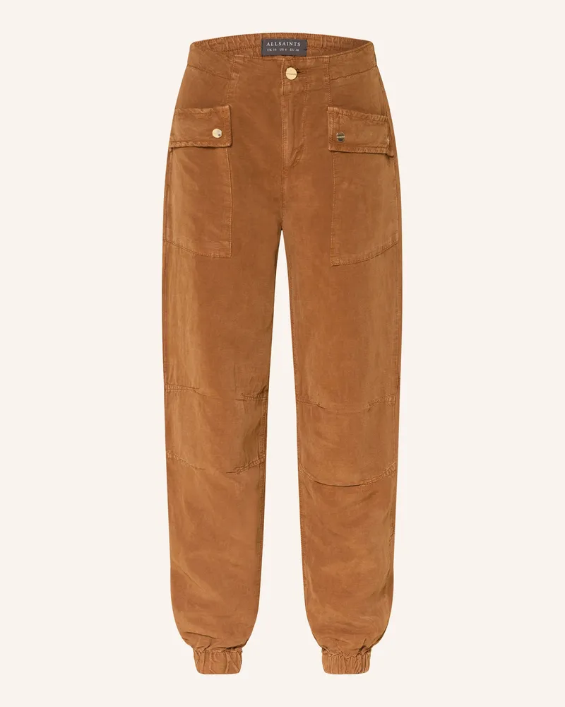 AllSaints Cargohose Val Mit Leinen braun Cognac