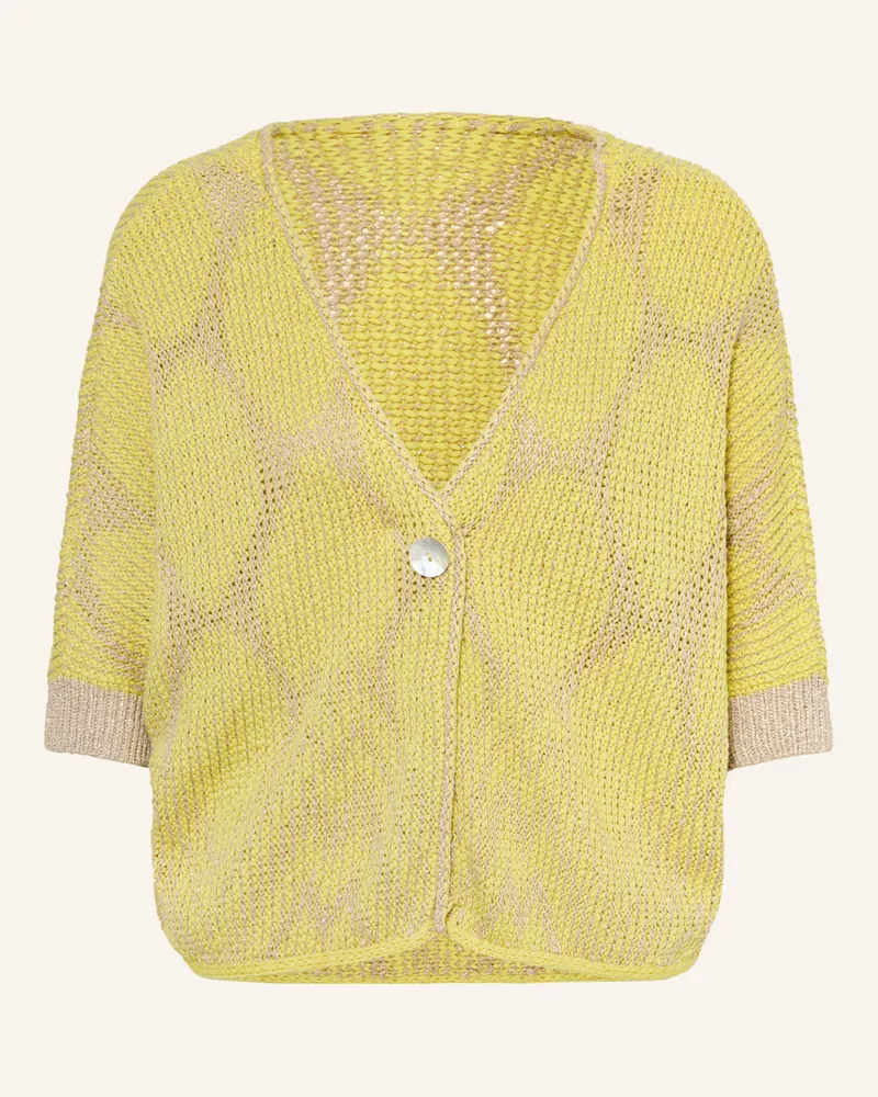 Oui  Strickjacke Mit Glitzergarn gelb Gelb