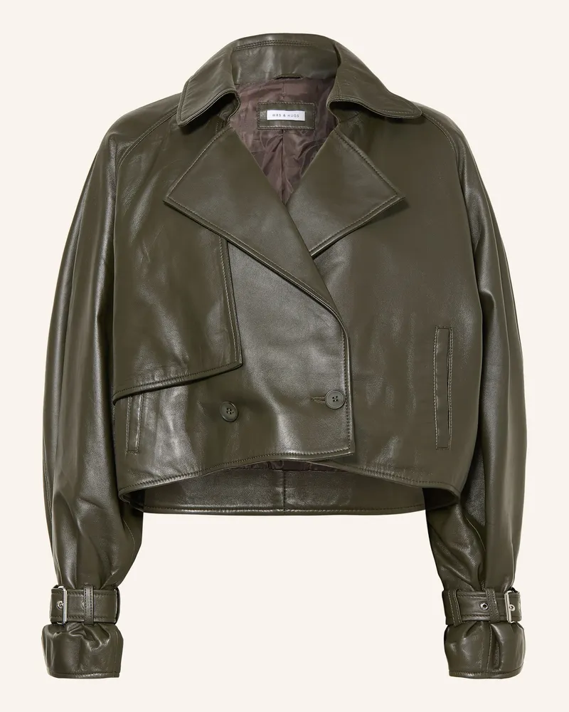 Mrs & HUGS Lederjacke gruen Khaki