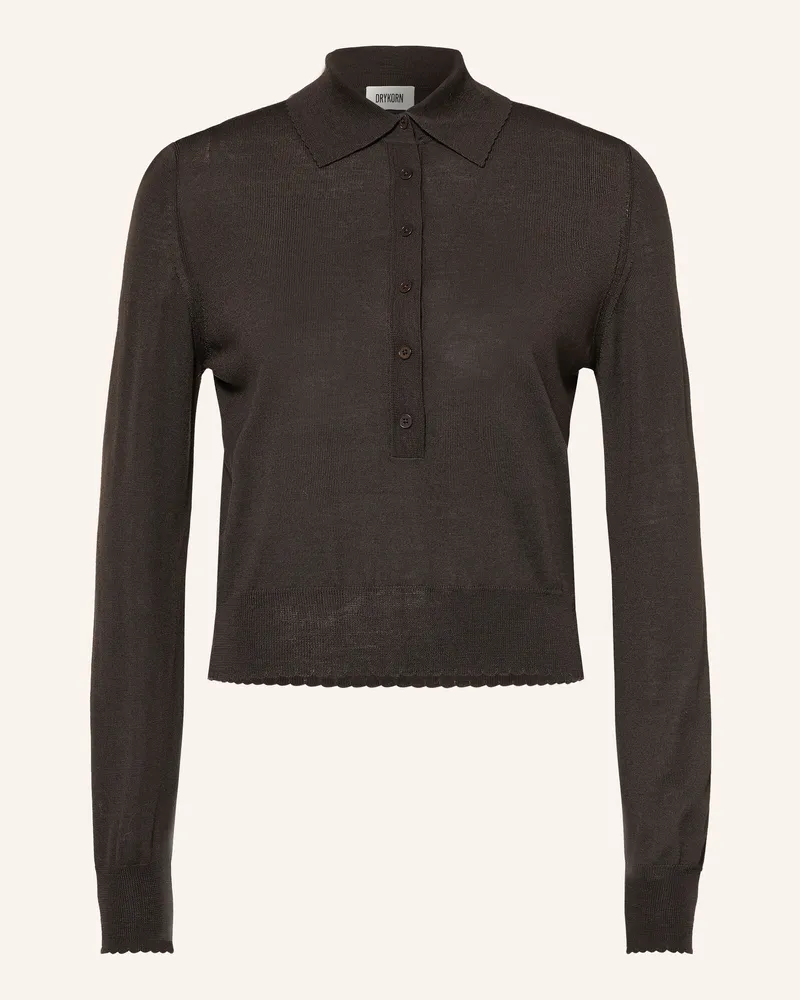 Drykorn Strick-Poloshirt Mynerva braun Dunkelbraun