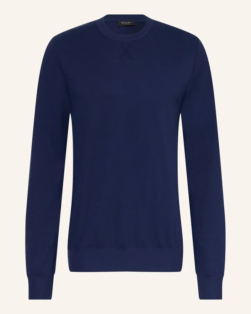 Maerz Piqué-Longsleeve blau Dunkelblau
