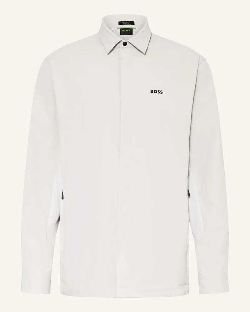 HUGO BOSS Overshirt URBAN im Materialmix Hellgrau