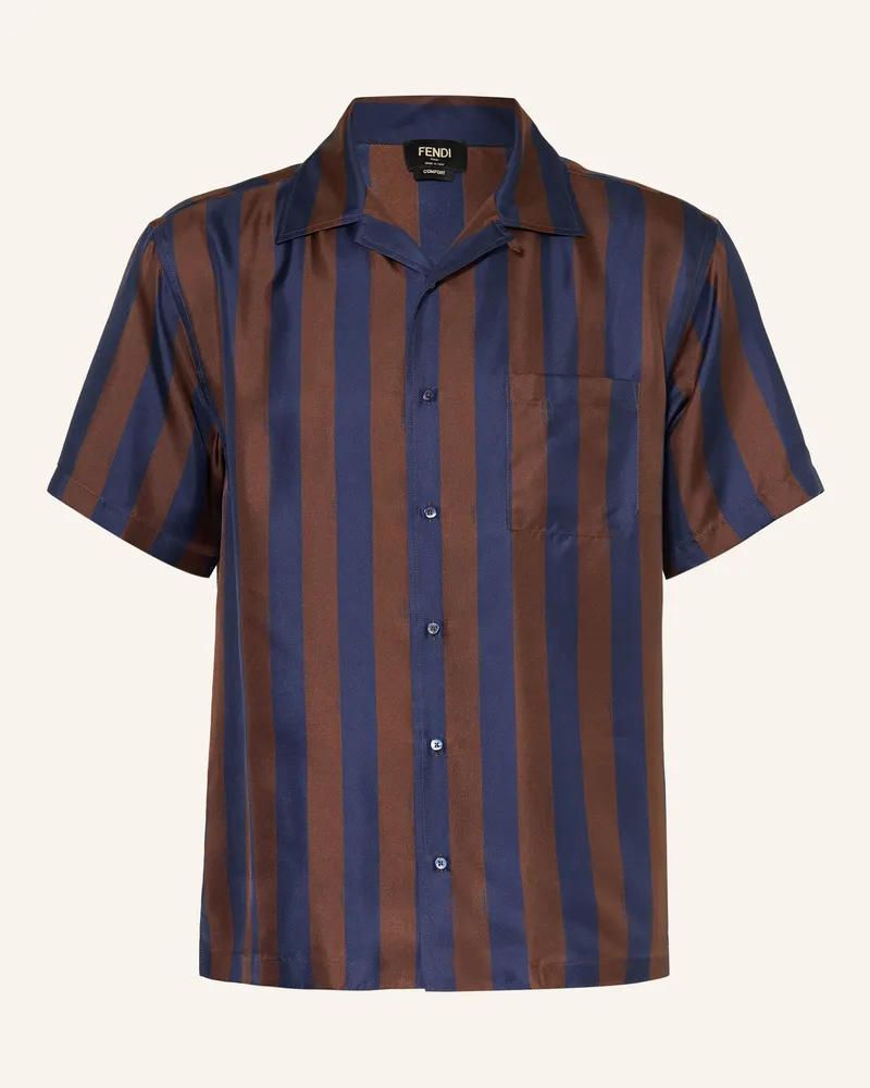 Fendi Resorthemd Comfort Fit Aus Seide blau Dunkelblau