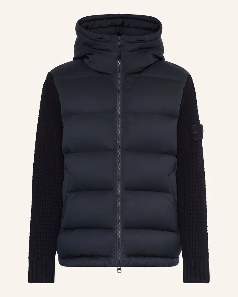 Stone Island Daunenjacke GHOST im Materialmix Dunkelblau