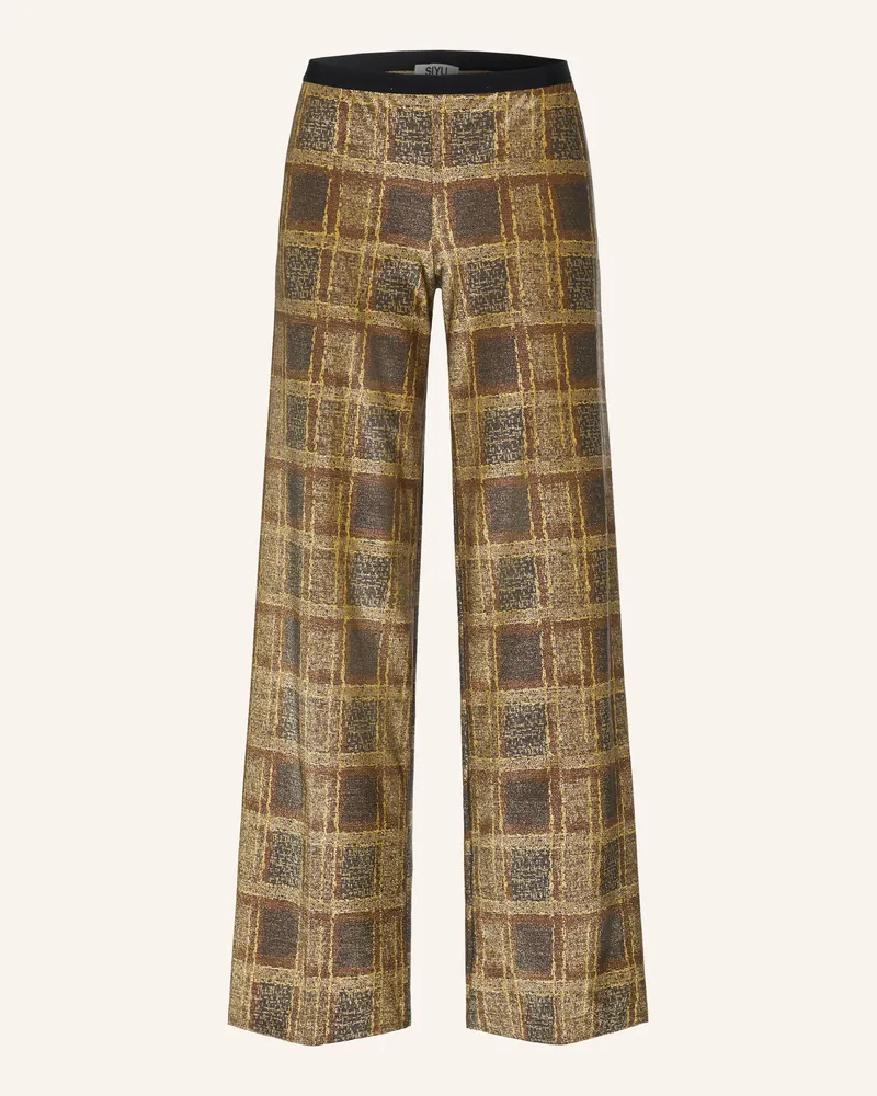SIYU Marlenehose Mit Glitzergarn braun Gold